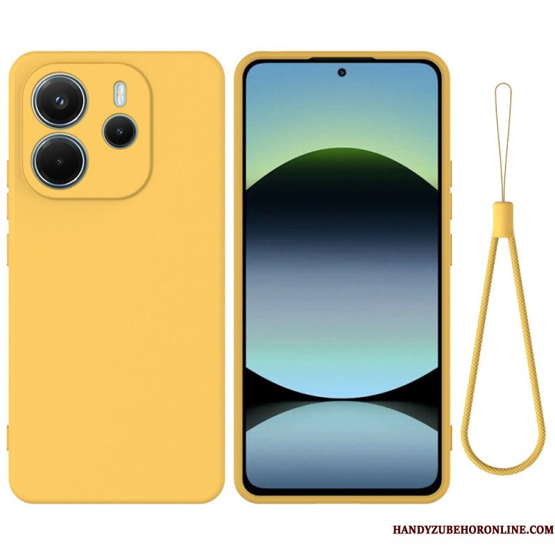 Hoesje Voor Xiaomi Redmi Note 14 4g Vloeibare Siliconen Met Bandje