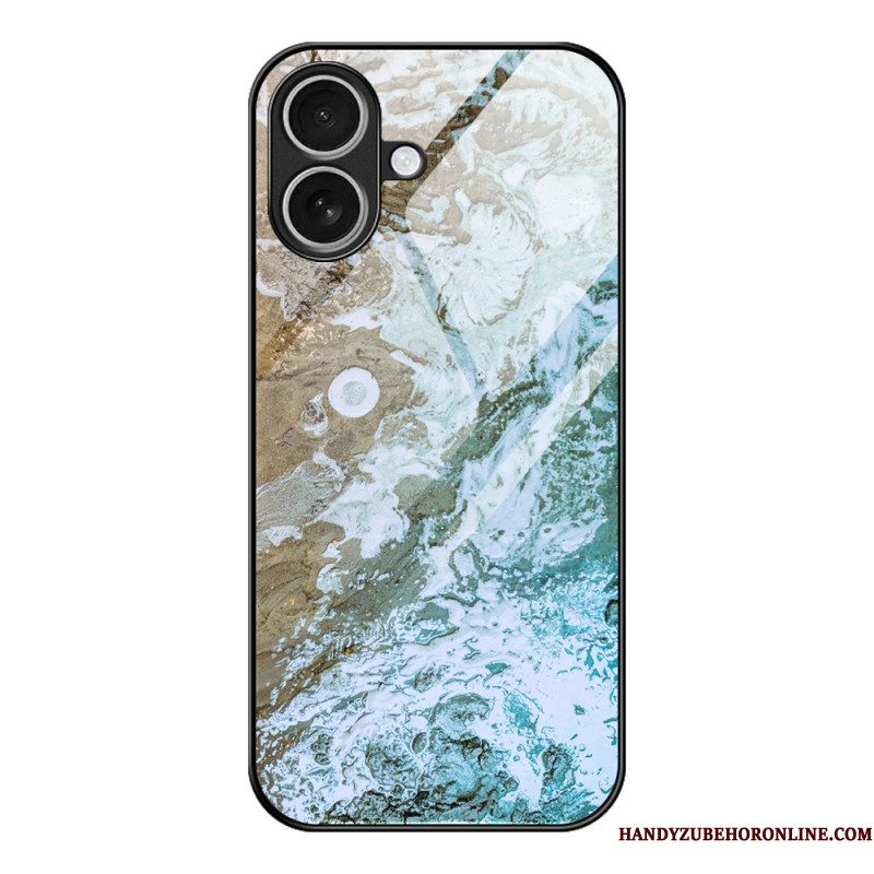 Hoesje Voor iPhone 17 Gehard Glas Met Marmerpatroon