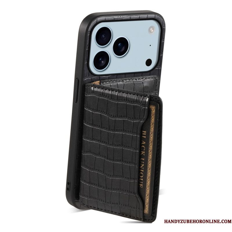 Hoesje Voor iPhone 17 Pro Kaarthouder Met Krokodillenprint