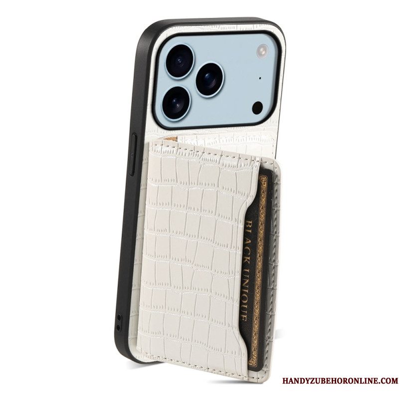 Hoesje Voor iPhone 17 Pro Kaarthouder Met Krokodillenprint