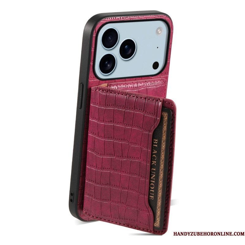 Hoesje Voor iPhone 17 Pro Kaarthouder Met Krokodillenprint