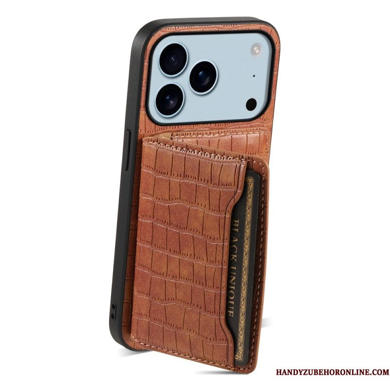 Hoesje Voor iPhone 17 Pro Kaarthouder Met Krokodillenprint