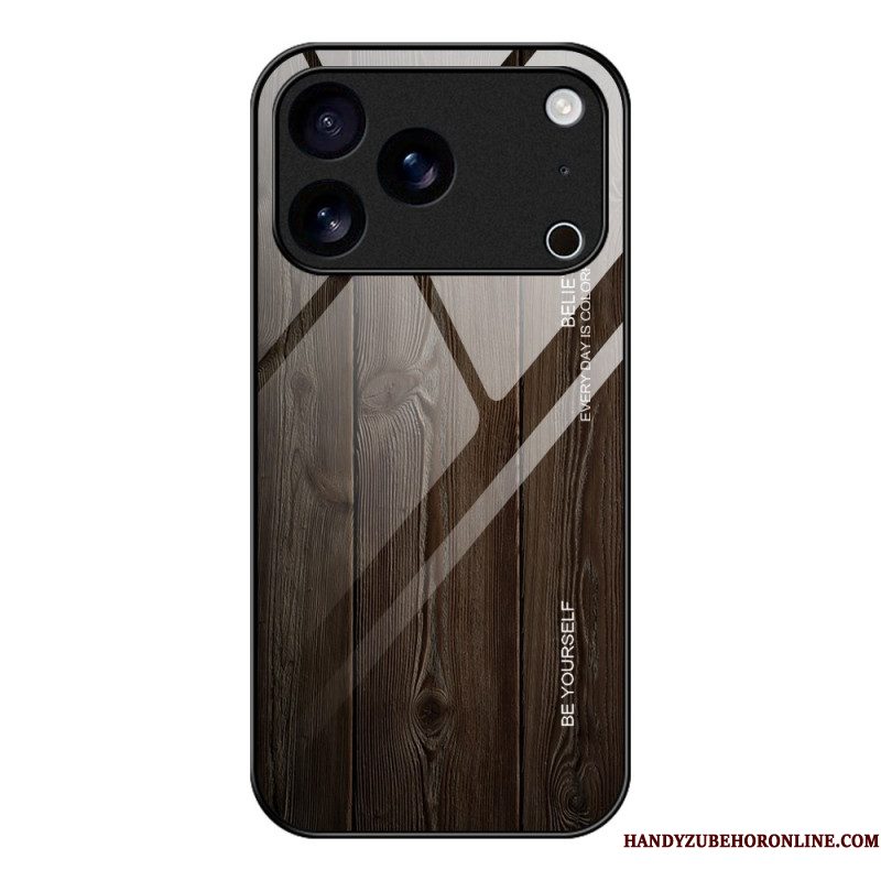Hoesje Voor iPhone 17 Pro Max Gehard Glas Met Houteffect