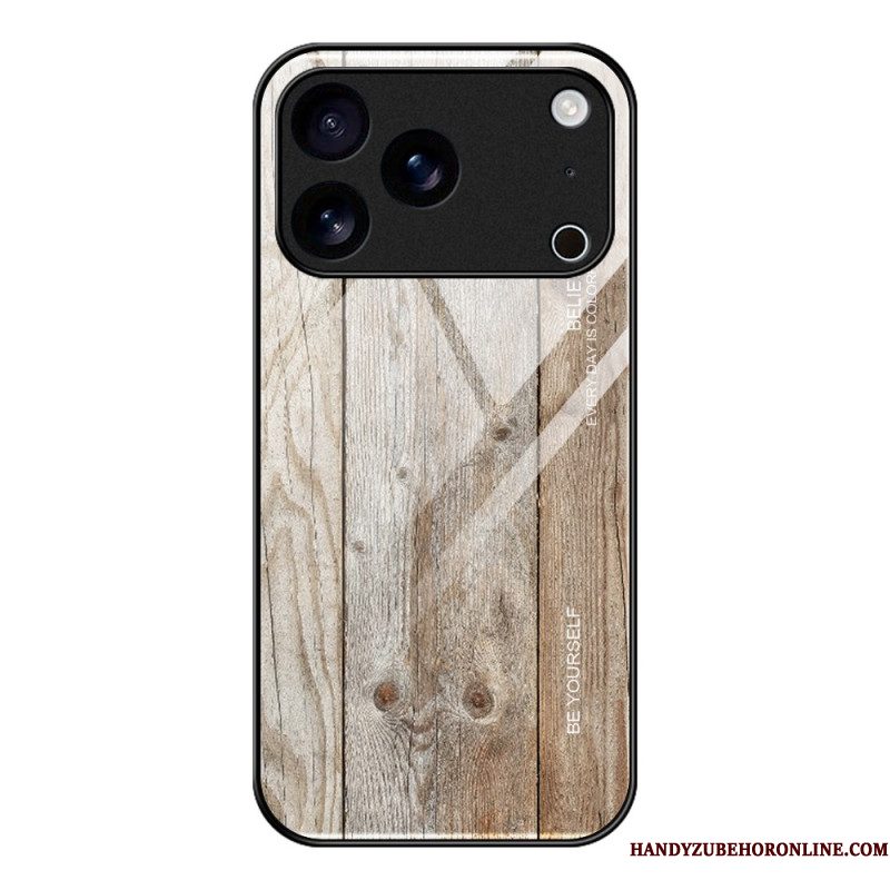 Hoesje Voor iPhone 17 Pro Max Gehard Glas Met Houteffect