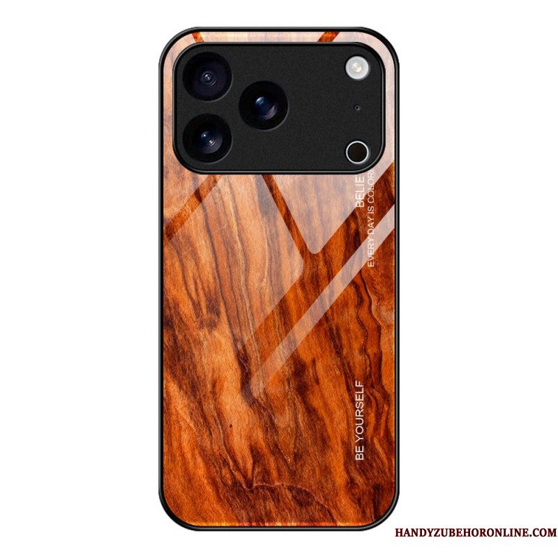 Hoesje Voor iPhone 17 Pro Max Gehard Glas Met Houteffect