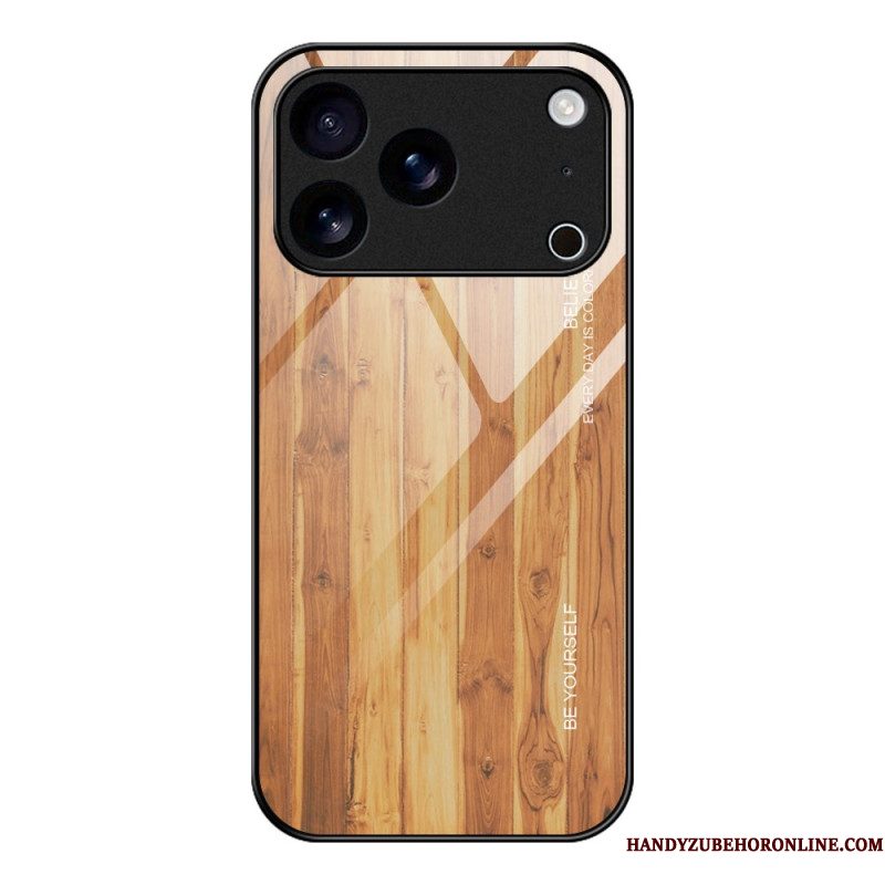 Hoesje Voor iPhone 17 Pro Max Gehard Glas Met Houteffect