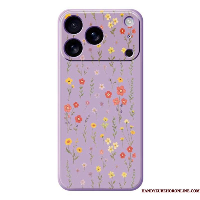 Hoesje Voor iPhone 17 Pro Vloeibare Siliconen Met Bloemen