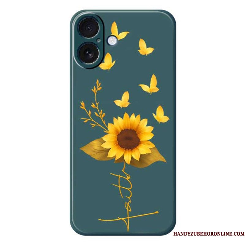Hoesje Voor iPhone 17 Zonnebloem Van Vloeibare Siliconen