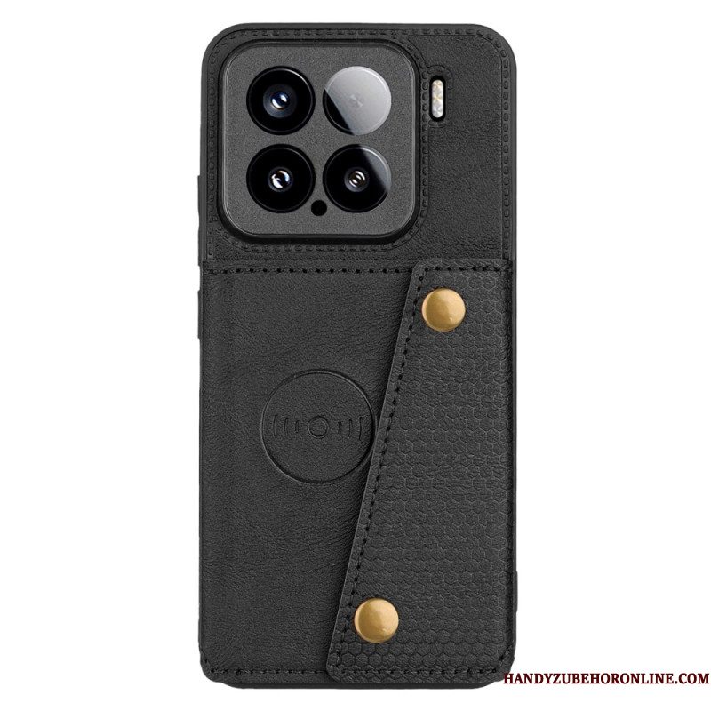 Hoesje Xiaomi 15 Leerlook Met Kaarthouder En Standaard Bescherming Hoesje