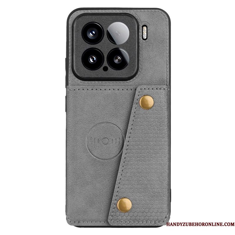 Hoesje Xiaomi 15 Leerlook Met Kaarthouder En Standaard Bescherming Hoesje