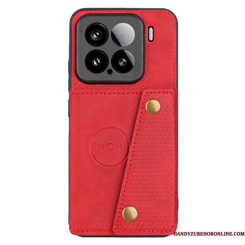 Hoesje Xiaomi 15 Leerlook Met Kaarthouder En Standaard Bescherming Hoesje