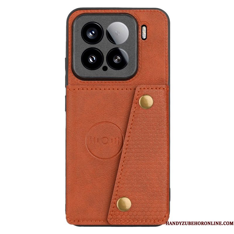 Hoesje Xiaomi 15 Leerlook Met Kaarthouder En Standaard Bescherming Hoesje