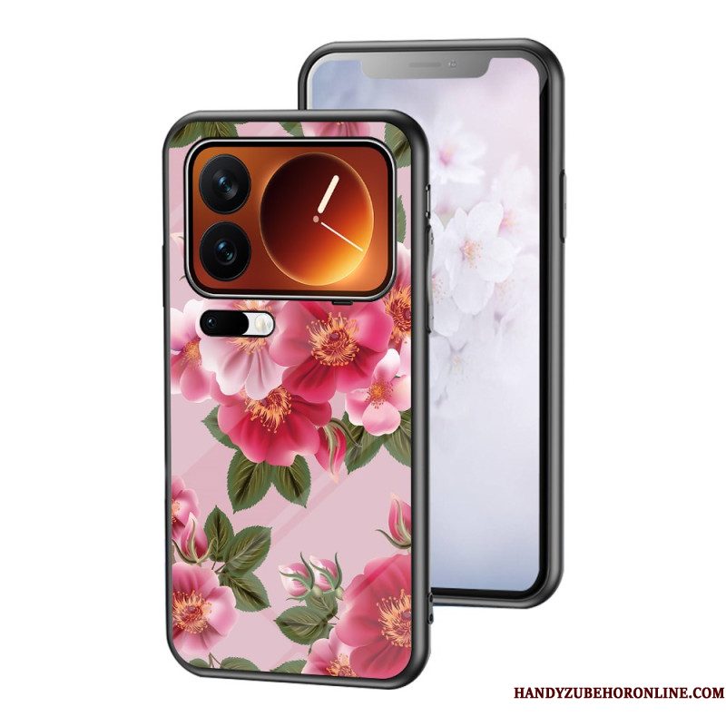 Hoesje Xiaomi 17 Pro Max Gehard Glas Met Bloemenpatroon Bescherming Hoesje