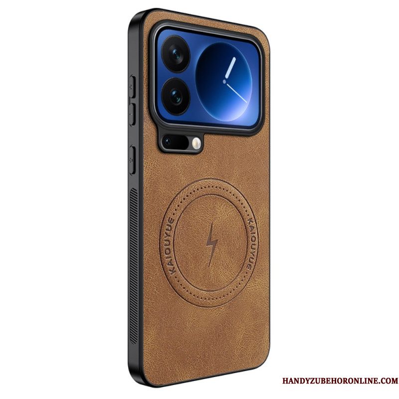 Hoesje Xiaomi 17 Pro Max Magsafe-leerlook Bescherming Hoesje