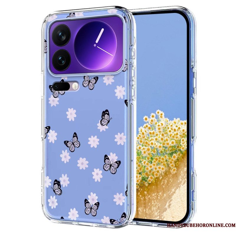 Hoesje Xiaomi 17 Pro Transparante Vlinders En Bloemen