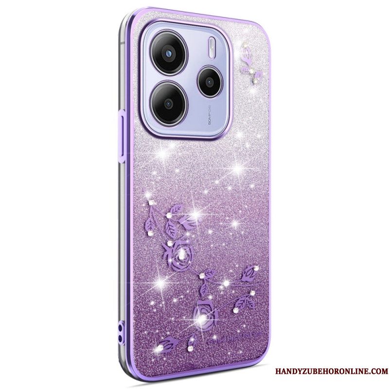 Hoesje Xiaomi Redmi Note 14 4g Glitter Met Bloemen In Kleurverloop
