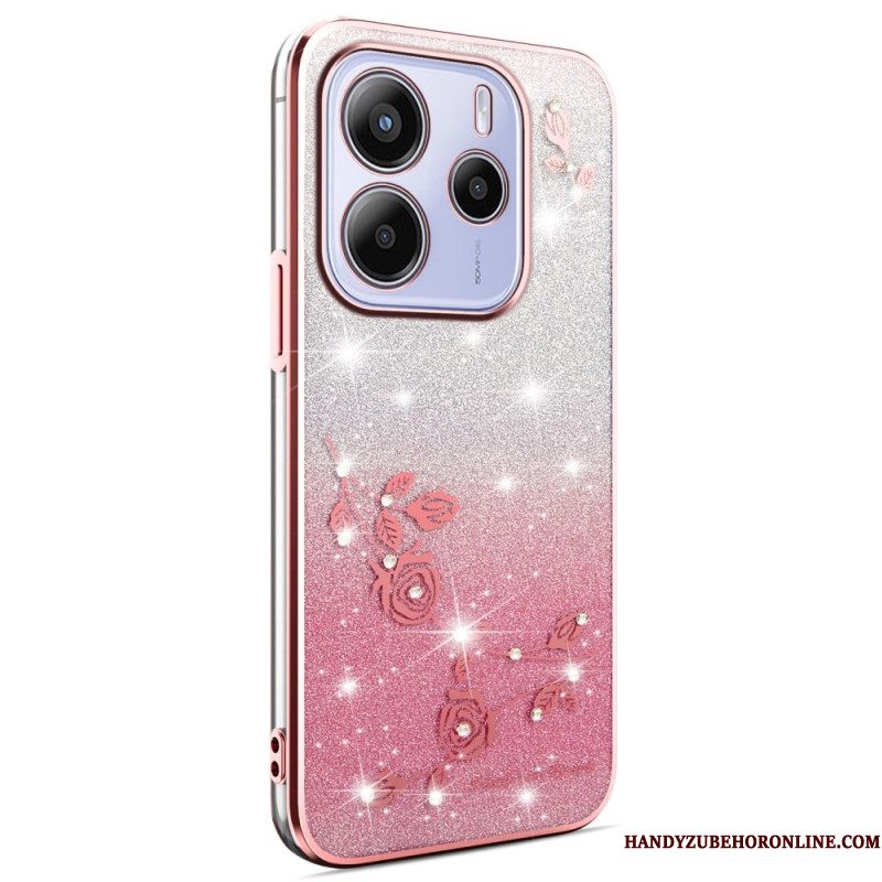 Hoesje Xiaomi Redmi Note 14 4g Glitter Met Bloemen In Kleurverloop