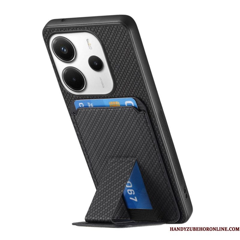 Hoesje Xiaomi Redmi Note 14 5g Kaarthouder Met Koolstofvezeltextuur