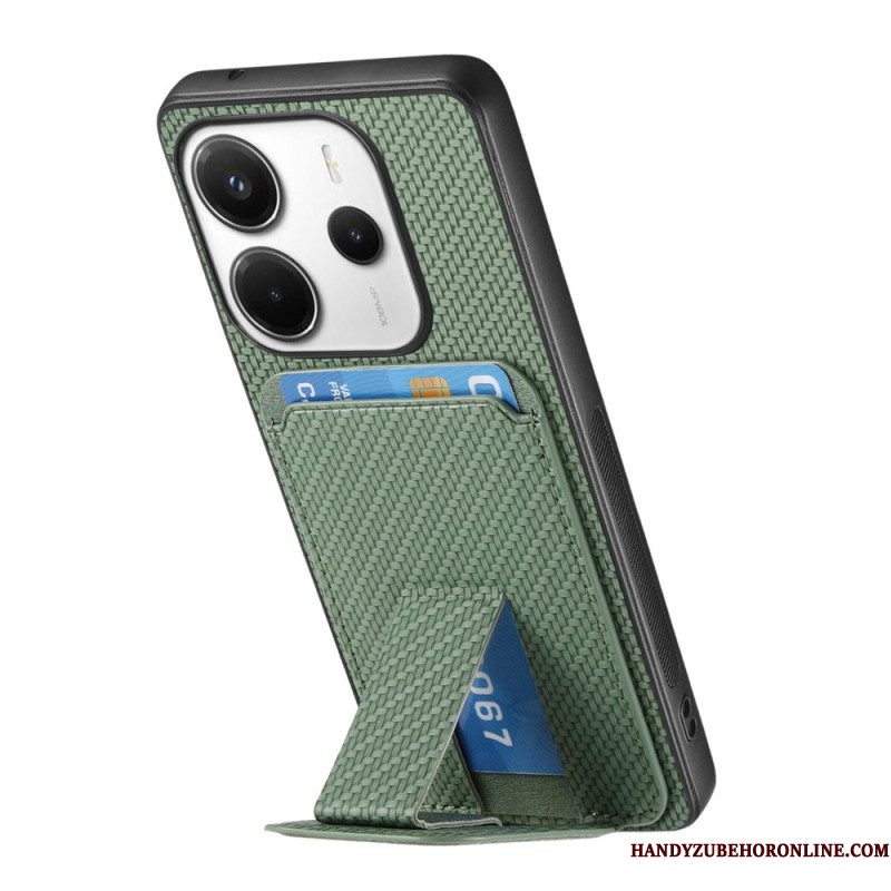 Hoesje Xiaomi Redmi Note 14 5g Kaarthouder Met Koolstofvezeltextuur