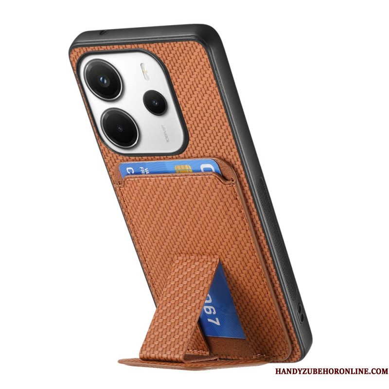 Hoesje Xiaomi Redmi Note 14 5g Kaarthouder Met Koolstofvezeltextuur