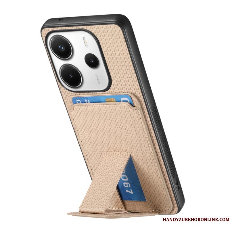 Hoesje Xiaomi Redmi Note 14 5g Kaarthouder Met Koolstofvezeltextuur