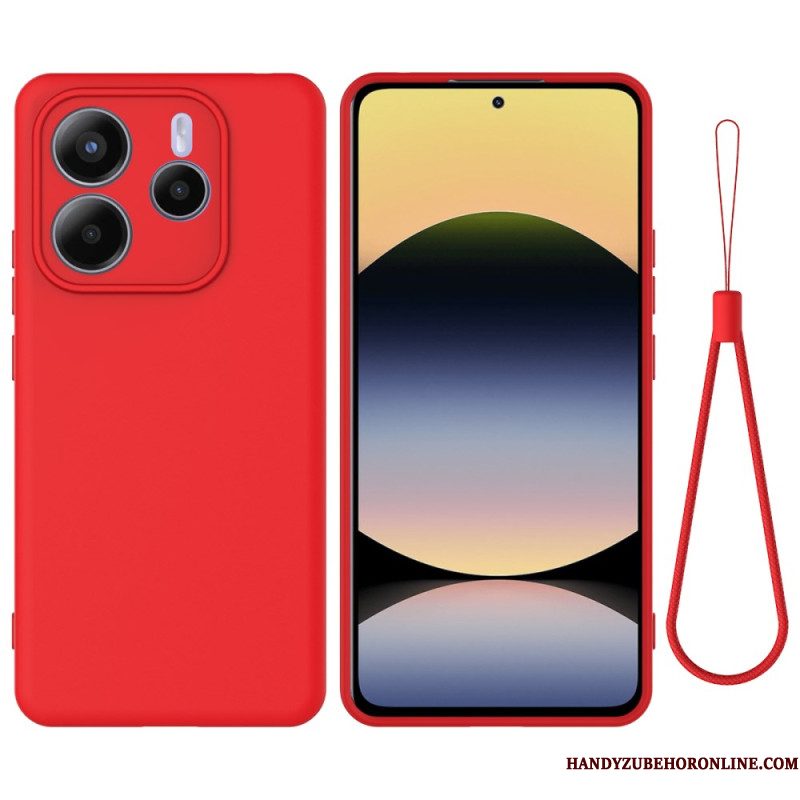 Hoesje Xiaomi Redmi Note 14 5g Vloeibare Siliconen Met Koord Bescherming Hoesje