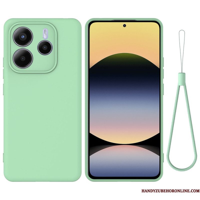 Hoesje Xiaomi Redmi Note 14 5g Vloeibare Siliconen Met Koord Bescherming Hoesje