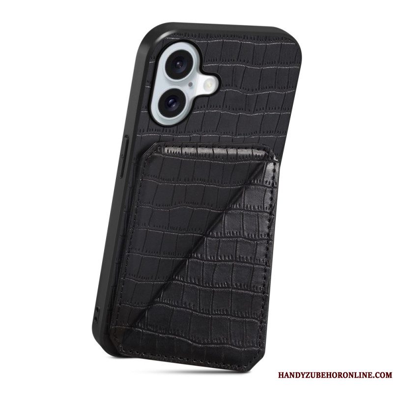 Hoesje iPhone 17 Kaarthouder Met Krokodillenprint