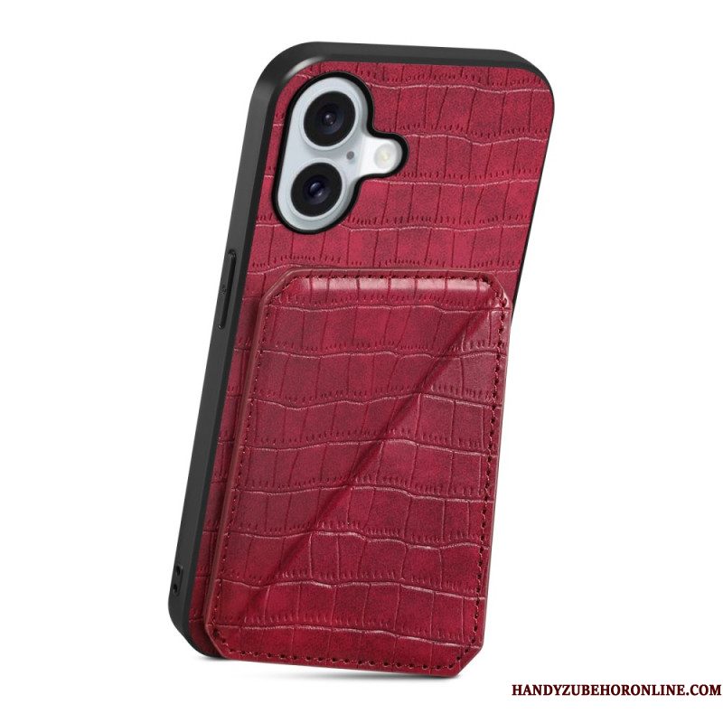 Hoesje iPhone 17 Kaarthouder Met Krokodillenprint
