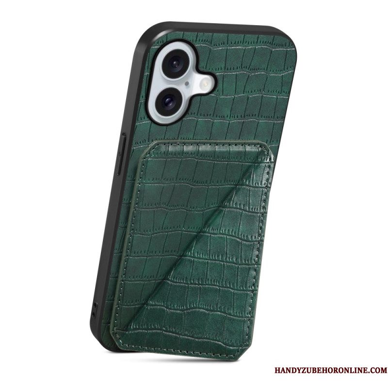 Hoesje iPhone 17 Kaarthouder Met Krokodillenprint