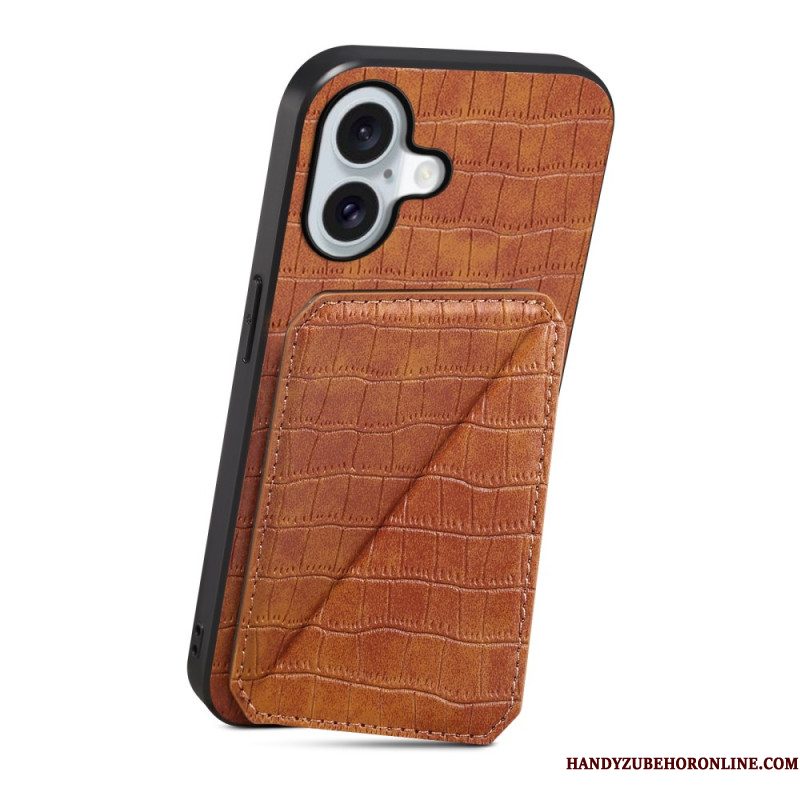 Hoesje iPhone 17 Kaarthouder Met Krokodillenprint
