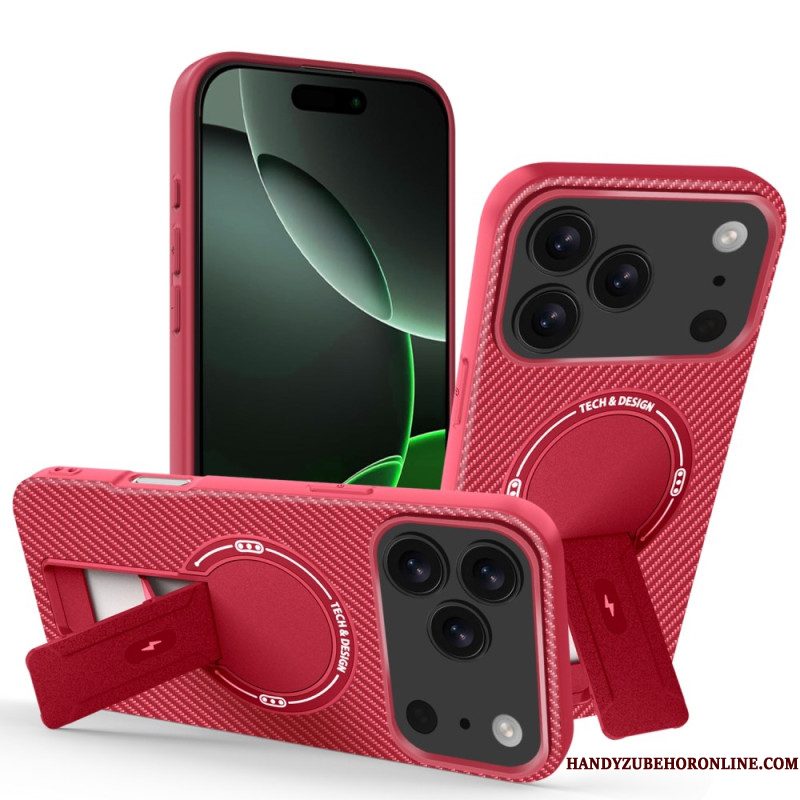 Hoesje iPhone 17 Pro Max Koolstofvezeltextuur Met Standaard