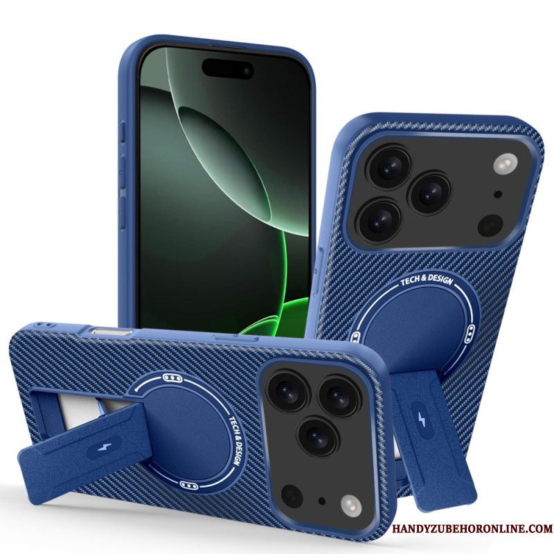 Hoesje iPhone 17 Pro Max Koolstofvezeltextuur Met Standaard