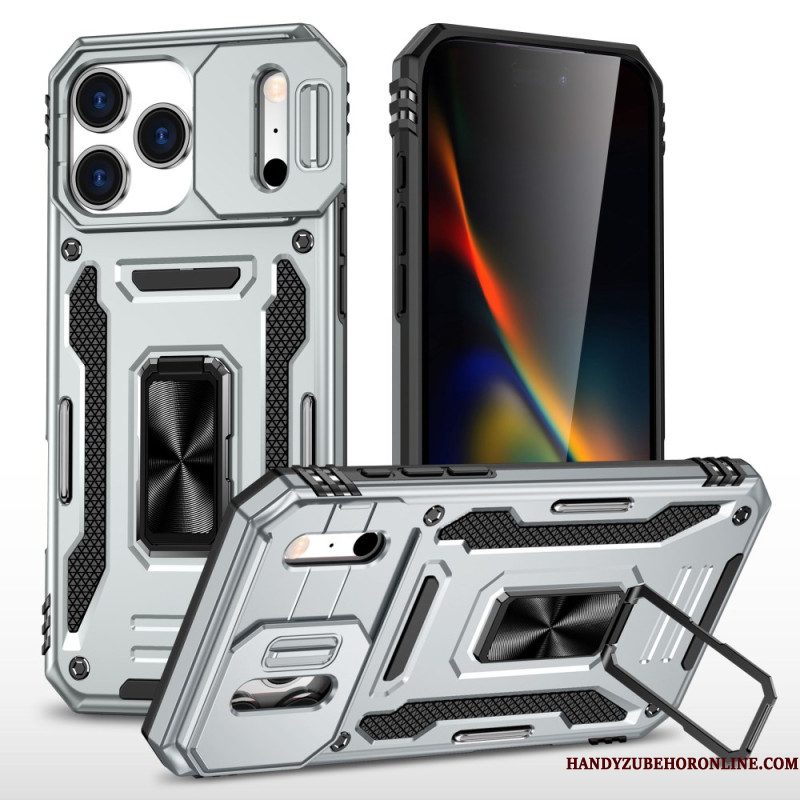 Hoesje iPhone 17 Pro Max Lenshouder En Beschermer Met Metaaleffect
