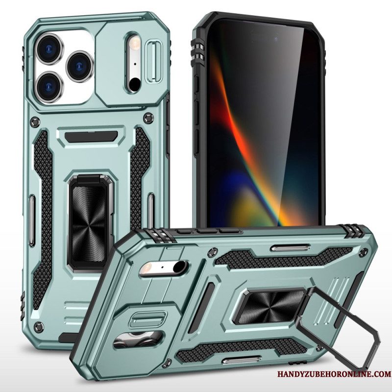 Hoesje iPhone 17 Pro Max Lenshouder En Beschermer Met Metaaleffect
