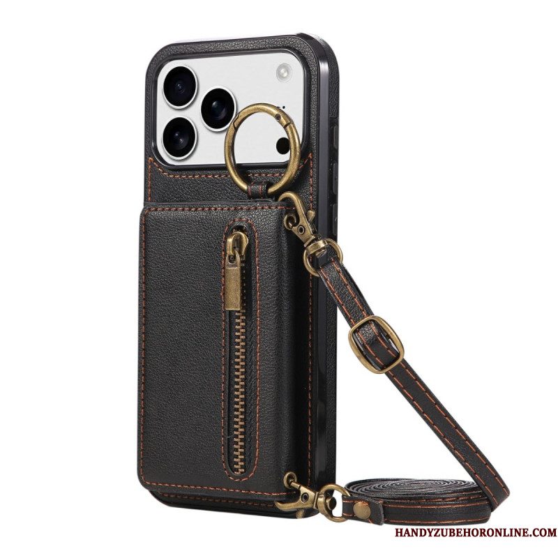 Hoesje iPhone 17 Pro Max Portemonnee En Schouderriem