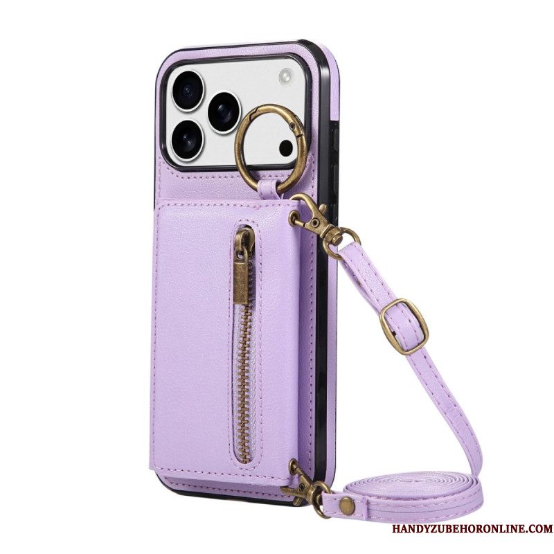 Hoesje iPhone 17 Pro Max Portemonnee En Schouderriem