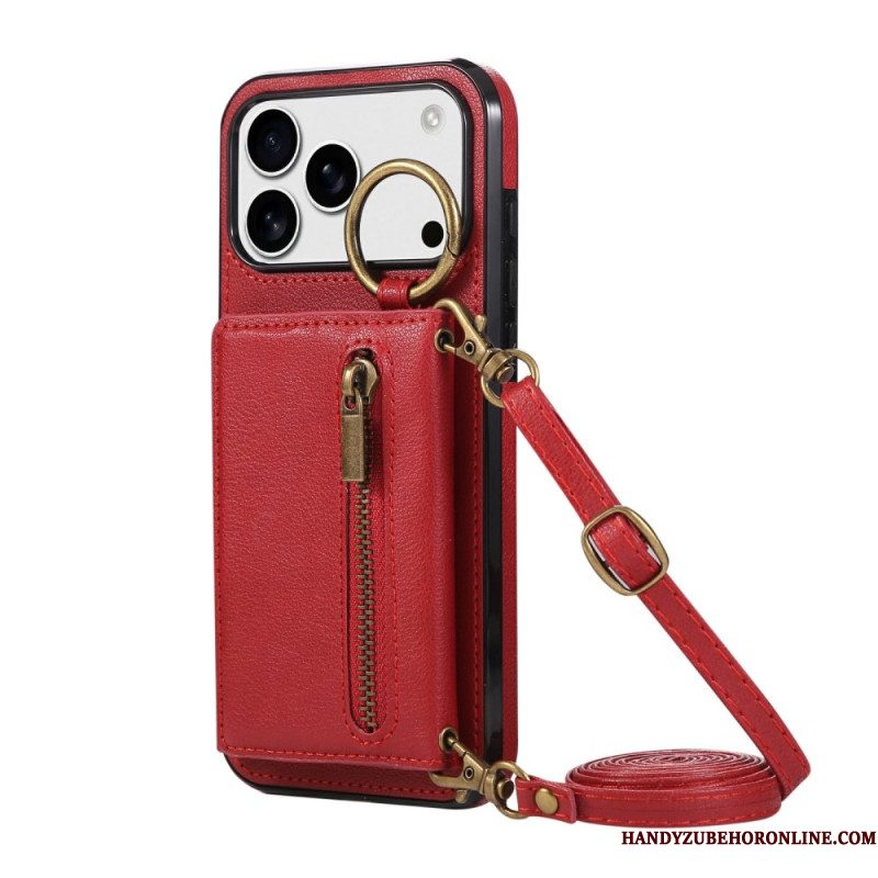 Hoesje iPhone 17 Pro Portemonnee Met Schouderband