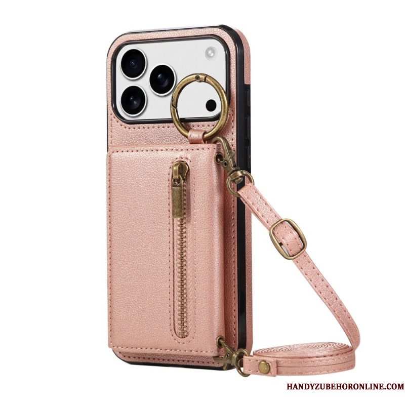 Hoesje iPhone 17 Pro Portemonnee Met Schouderband
