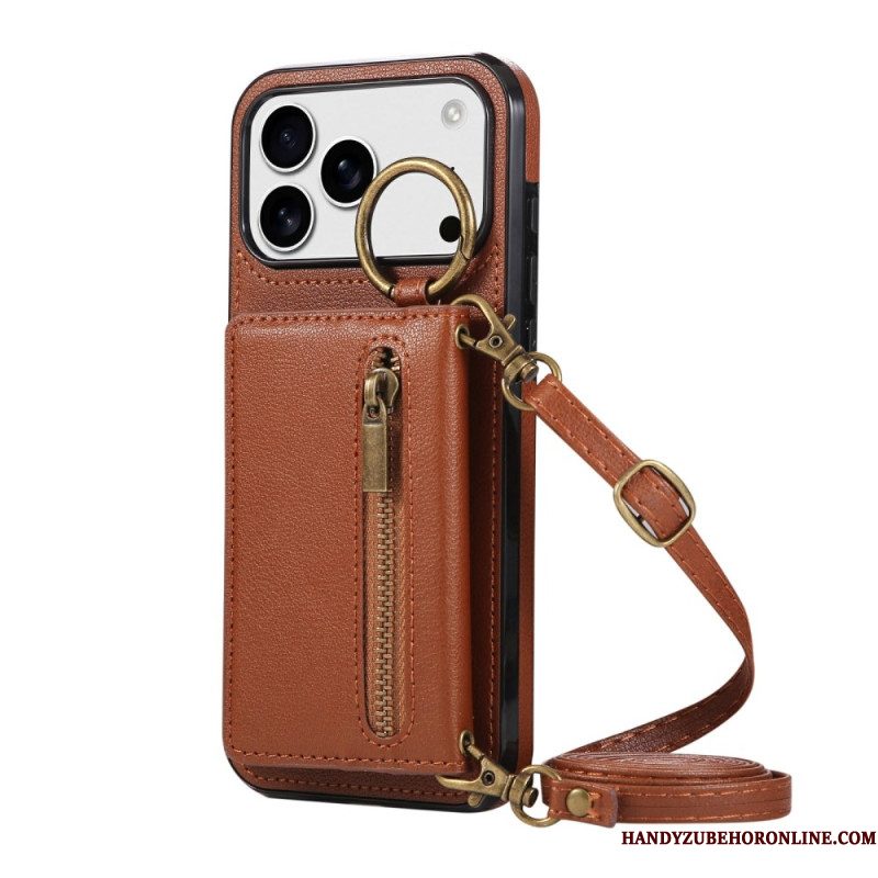 Hoesje iPhone 17 Pro Portemonnee Met Schouderband