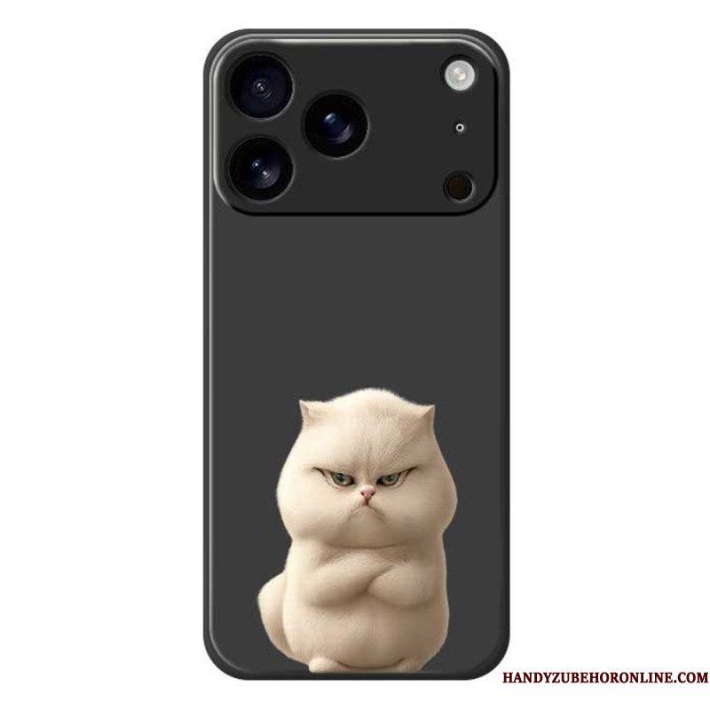 Hoesje iPhone 17 Pro Vloeibare Siliconen Met Boze Kat