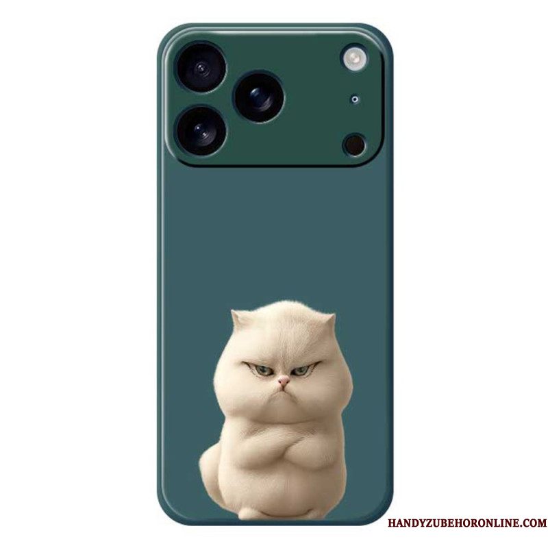 Hoesje iPhone 17 Pro Vloeibare Siliconen Met Boze Kat