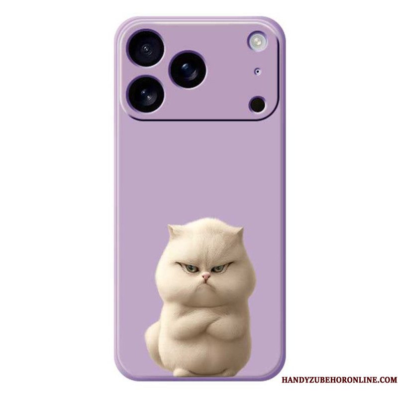 Hoesje iPhone 17 Pro Vloeibare Siliconen Met Boze Kat