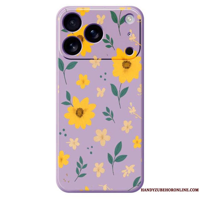 Hoesje iPhone 17 Pro Vloeibare Siliconen Met Madeliefjes