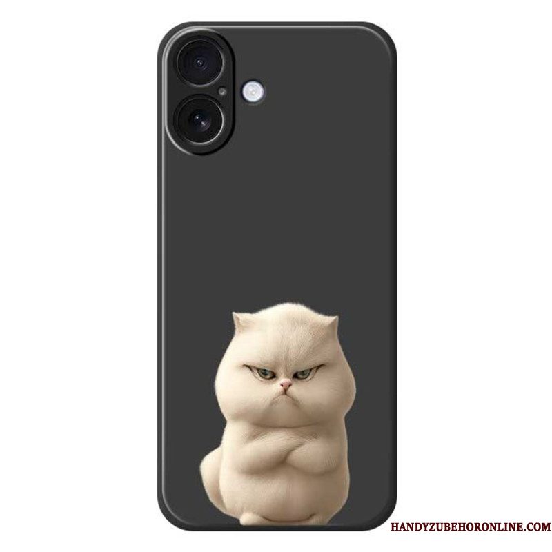 Hoesje iPhone 17 Vloeibare Siliconen Angry Cat Bescherming Hoesje
