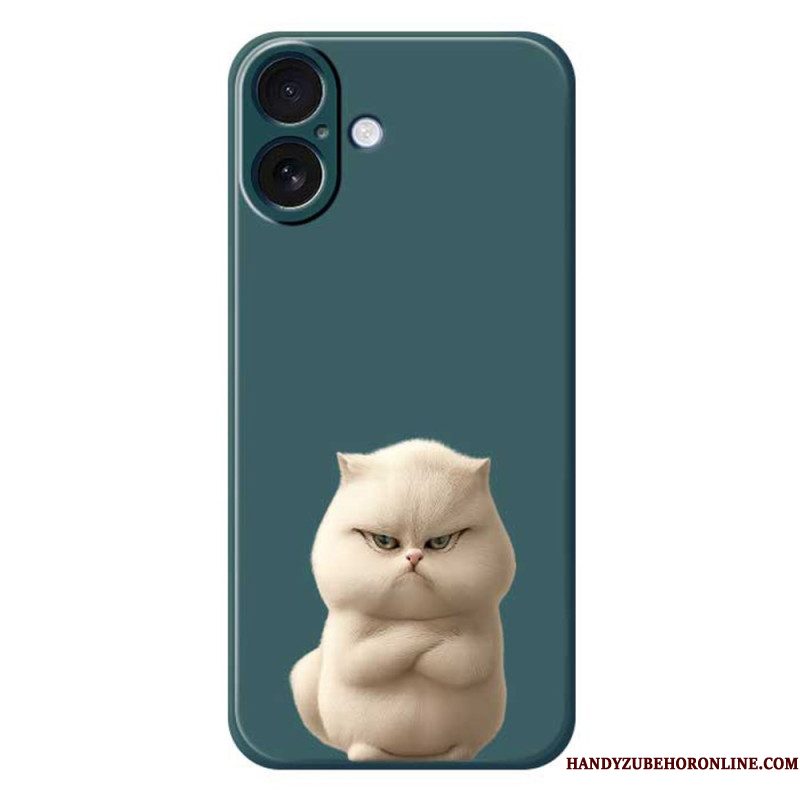 Hoesje iPhone 17 Vloeibare Siliconen Angry Cat Bescherming Hoesje