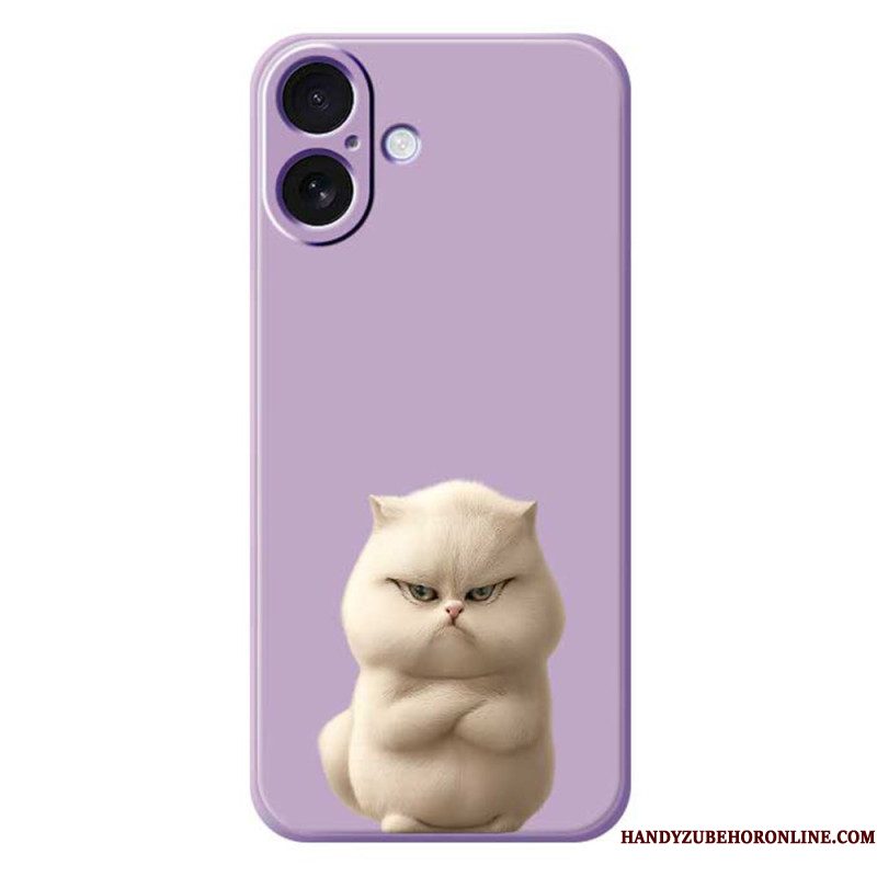Hoesje iPhone 17 Vloeibare Siliconen Angry Cat Bescherming Hoesje
