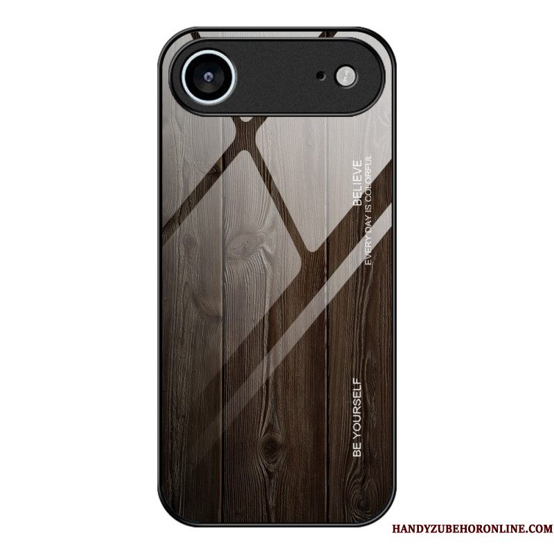 Hoesje iPhone Air Gehard Glas Met Houteffect