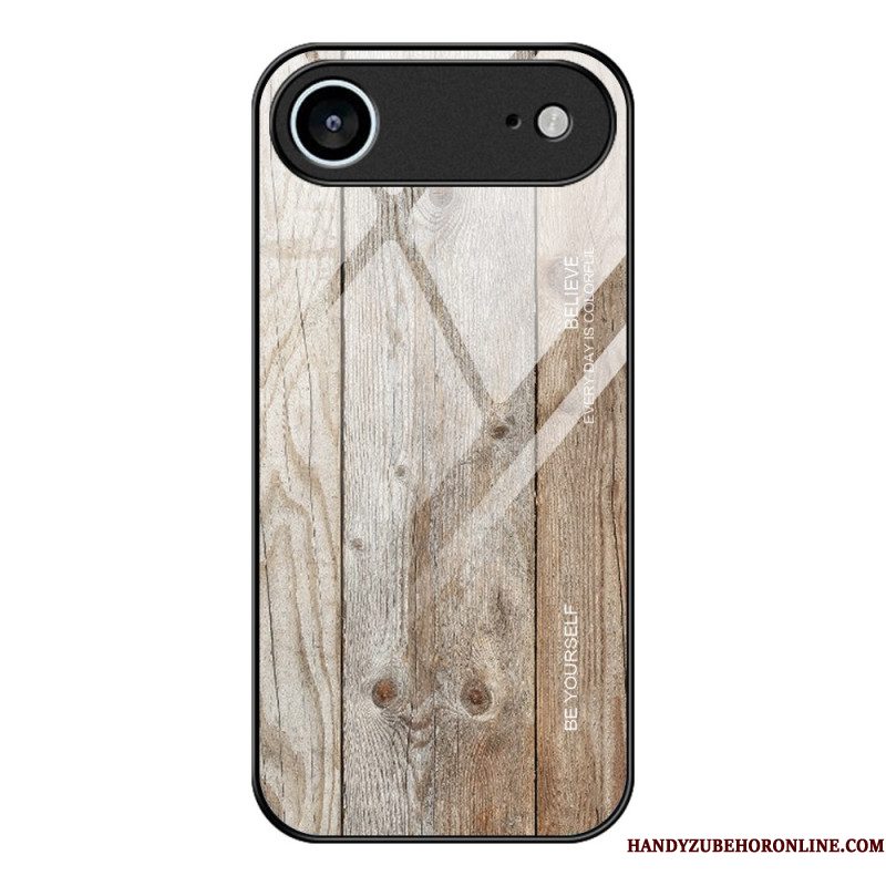 Hoesje iPhone Air Gehard Glas Met Houteffect