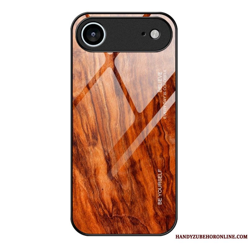 Hoesje iPhone Air Gehard Glas Met Houteffect